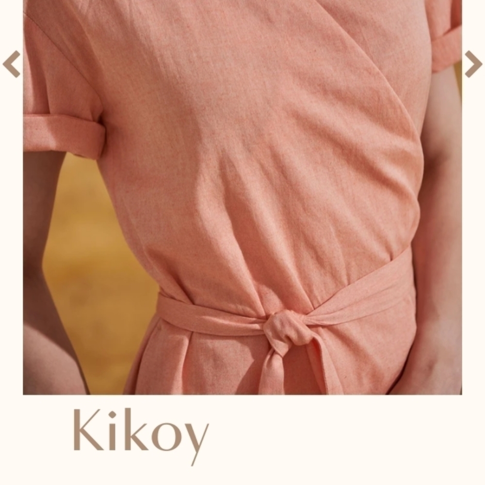 American Rhino Kikoy Cotton Wrap Dress Sz M - Picture 2 of 12